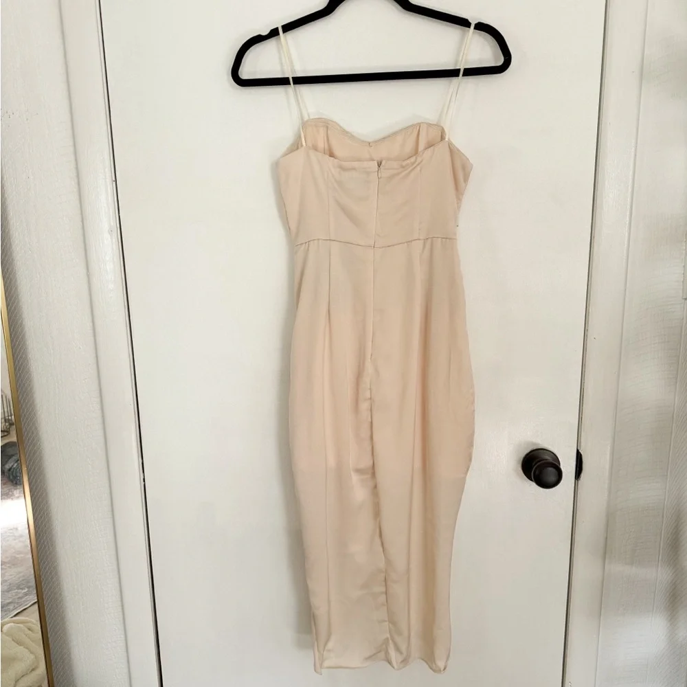 Cream satin strapless dress - Picture 4 of 6